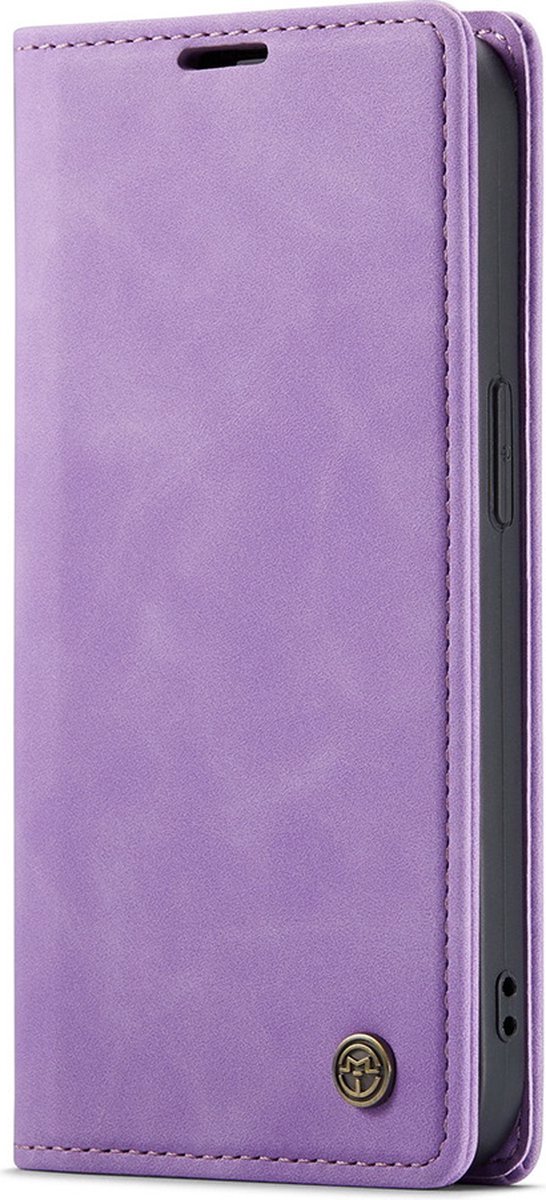 CaseMania Bookcase hoesje geschikt voor iPhone 15 Pro - Effen Lila - Kunstleer