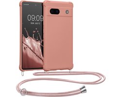 kwmobile telefoonhoesjegeschikt voor Google Pixel 7a - Hoesje van siliconen met telefoonkoord - In parelmoer