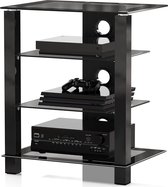Bol.com Platenspeler Meubel - TV Rack HiFi Shelf met Glas en Aluminium - Verstelbare Hoogte - AS406003GB aanbieding