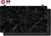 KitchyMist Inductie Beschermer Zwarte Marmeren Stenen met Witte Scheuren - 90x52 cm - Afdekplaat voor Kookplaat - Inductie Mat - Keuken Spatscherm