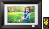 Digitale fotolijst 10 inch met afstandsbediening, houten frame, 8 GB geheugen – foto's en video's afspelen - USB en SD-kaart ondersteuning