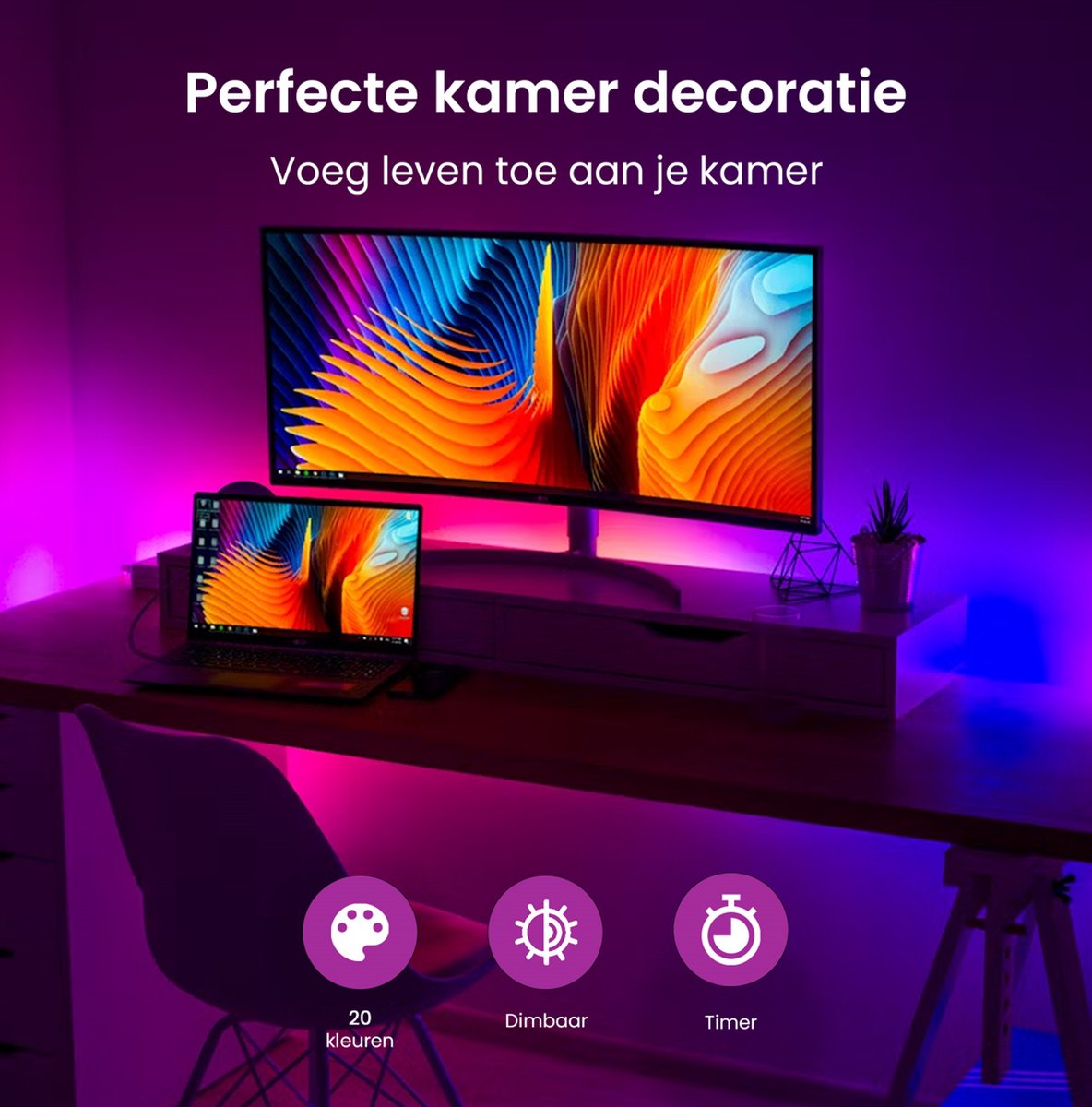 Evura Goods - Neon strip 5 meter - RGBIC - Neon verlichting - Kerstverlichting - Buitenverlichting - Binnenverlichting - Neon led strip - Met afstandsbediening en App - Led verlichting-Smart verlichting - Smart led light - Lichtslang - Dimbaar – foto 6