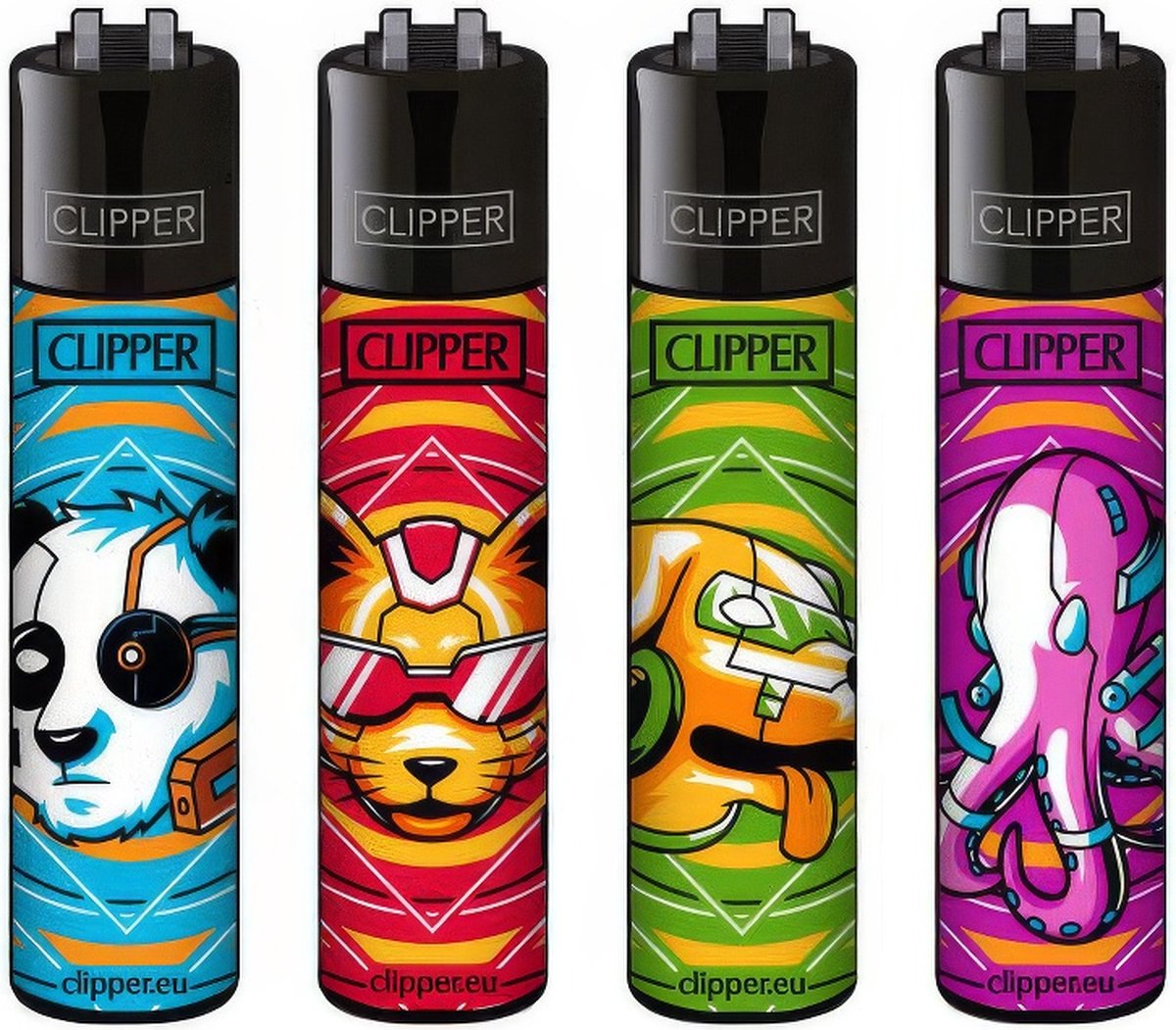Goedkoopste Clipper Classic Large Aanstekers Cyber Animals (4 Stuks