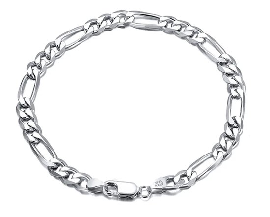 Bracelet Chaine Plaqué Or Homme Femme Argent 925 Figaro (1+3) 2.5 mm