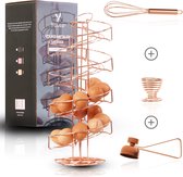 Yolko® Eierrek 40 eieren - Roségoud - Eierhouder – Eiermand – Eieren bewaren - Draaibaar – inclusief eieropener, eierdopje en garde