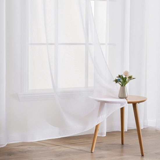 MIULEE 2 panelen effen kleur pure gordijnen, gladde, elegante venster voile panelen, gordijnen voor slaapkamer, woonkamer, B 55 inch/140 cm x L 57 inch/145 cm, lichtpaars MIULEE 2 panelen effen kleur pure gordijnen, gladde, elegante venster voile panelen, gordijnen voor slaapkamer, woonkamer, B 55 inch/140 cm x L 57 inch/145 cm, lichtpaars