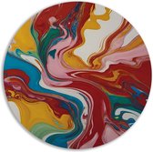 Abstracte kunst wandcirkels - Moderne kunst rond schilderij - Schilderij Woonkamer - Wanddecoratie modern - Rond schilderij - Schilderijen & posters muurcirkel forex 80x80 cm