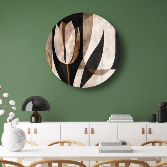 Panneau mural Tulip - Décoration murale Bloem ronde - Motif peinture - Décoration murale industrielle - Cercles muraux - Décoration murale chambre cercle mural forex 50x50 cm
