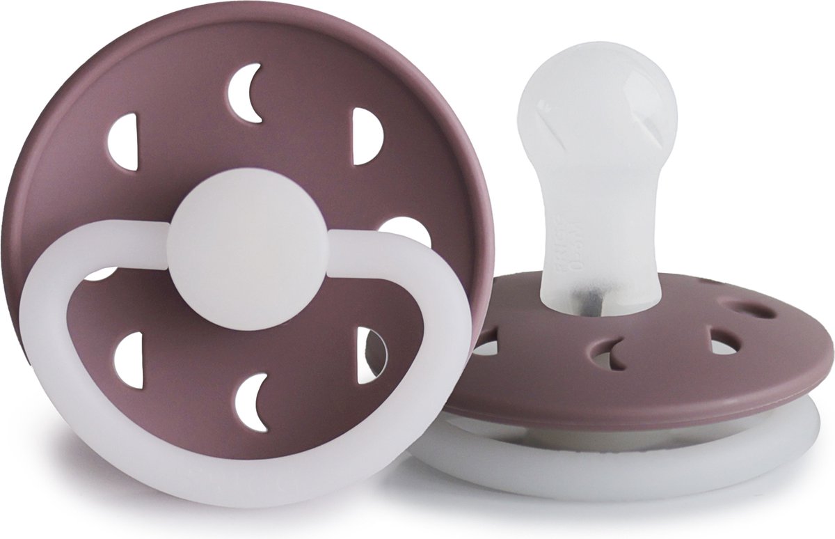 Goedkoopste FRIGG MOON Fopspeen 1 stuks - Siliconen - Maat 1 - 0-6 maanden - Twilight Mauve Night (Glow in the Dark