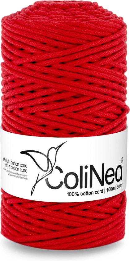 ColiNea - Touw - katoenen - koord - Katoenkoord - macramé - 3 mm x 100 m - Rood