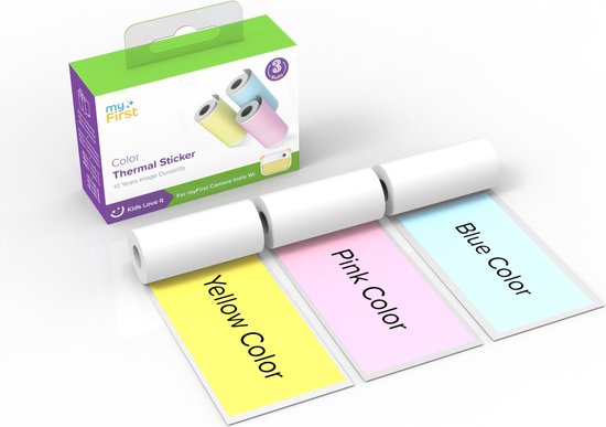 Navulling myFirst Camera Insta 2 en myFirst Camera Insta Wi - Label printerrol - Thermal Stickerpapier Roze, Blauw, Geel