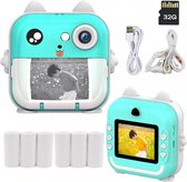 Camioz - Instant camera - Digitale Foto Camera - Camera Met Printer - 32 GB + Printpapier - Kindercamera - Digitaal - Uitprinten - Kinderen - Minicamera - Blauw