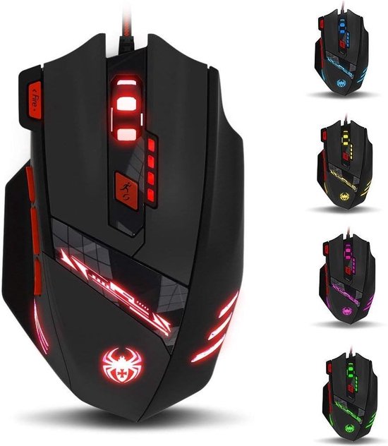 Foto: Staypowered gamingmuis voor de ultieme game ervaring 9200 dpi 8 toetsen gewichtstuning multi modi led plug play compatibel met alle besturingssystemen zwart levering sneller dan aangegeven 