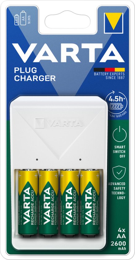 Chargeur Varta avec 4 piles AA 2600 mAh V576571