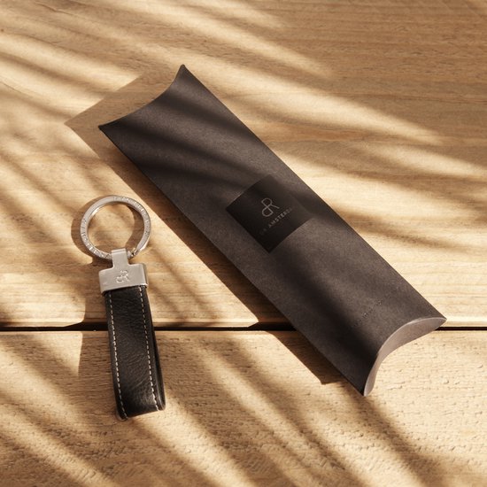 Porte-clés dR Amsterdam | Porte-clés en cuir pour adultes | Porte-clés pour hommes et femmes | Cadeau idéal pour la Vaderdag ou la fête des mères | Porte-clés pour voiture | Porte-clés élégant en cuir Tampa - 93391 Noir