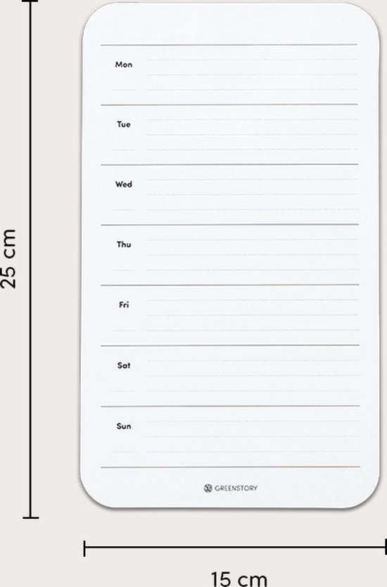 Greenstory - tableau blanc collant - Semaine du tableau de planification