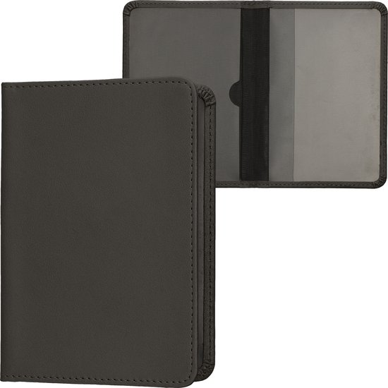 kwmobile hoes voor kentekenbewijs en rijbewijs - Beschermhoes met pasjeshouder in steengrijs - Imitatieleer
