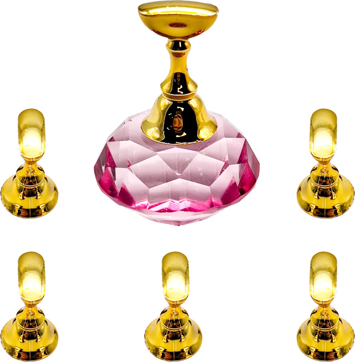 Goedkoopste Somstyle Magnetische Kunstnagel Houder - 6-Delig - Nagel Display - Nepnagel standaard - Nail Art - Roze & Goudkleurig