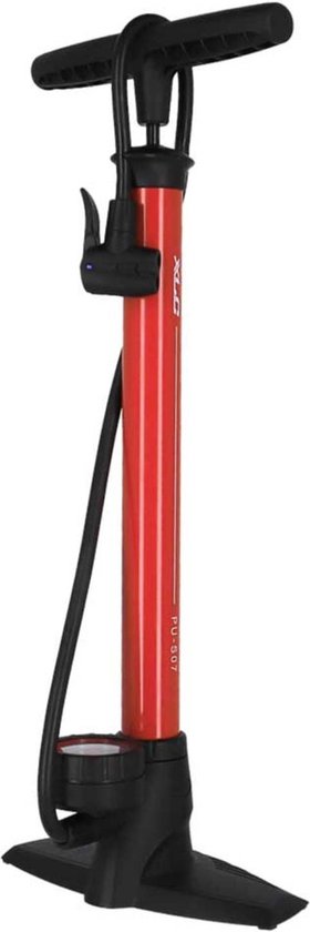XLC PU-S04 Delta Fietspomp - Staal/PVC - Vloerpomp met Manometer - Rood