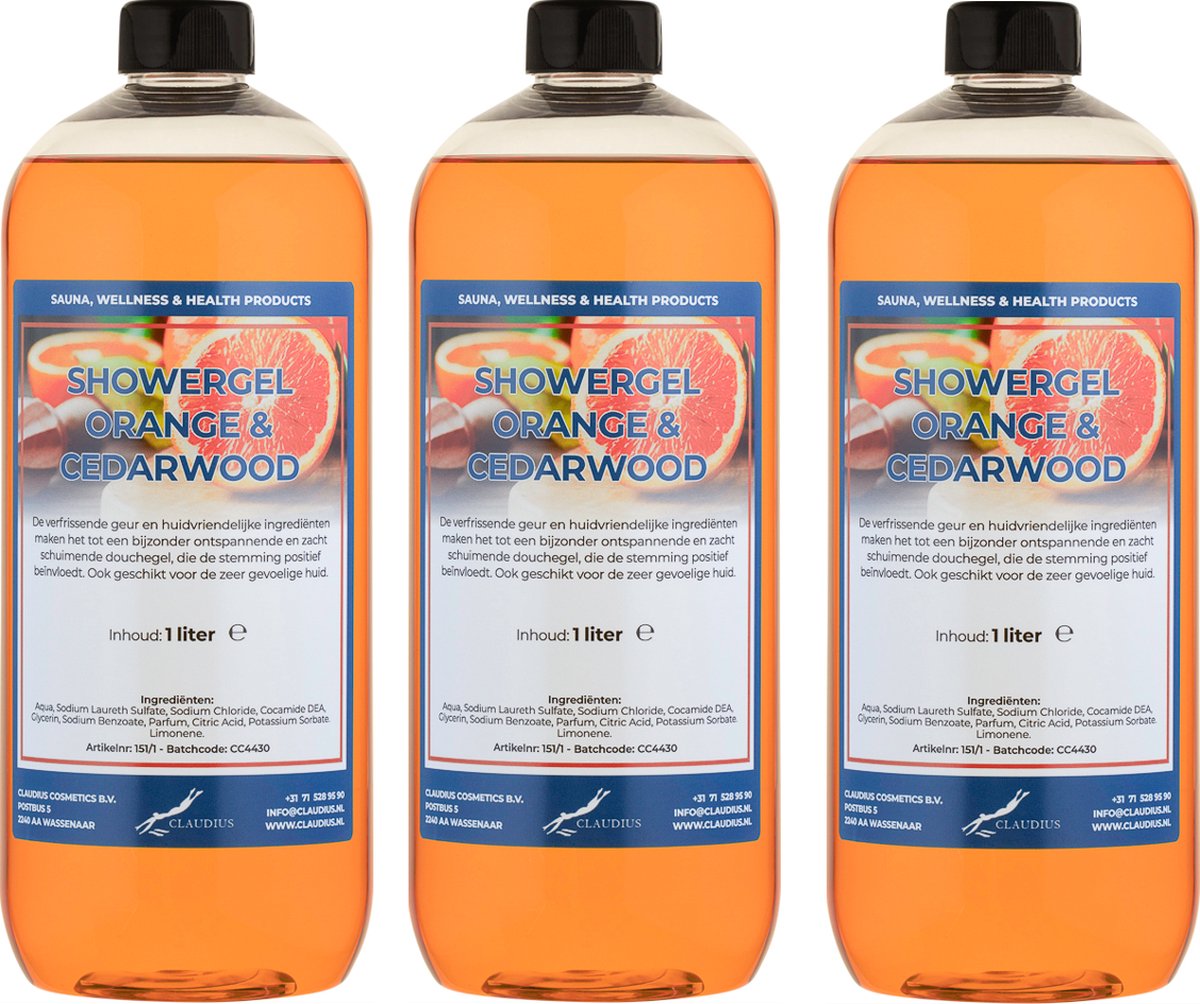 Goedkoopste Douchegel Sweet Orange & Cedarwood 1 liter - set van 3 stuks - showergel