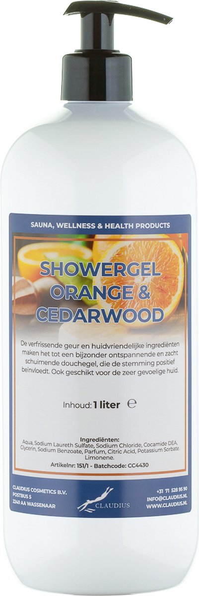 Goedkoopste Douchegel Sweet Orange & Cedarwood 1 liter - met gratis pomp - showergel