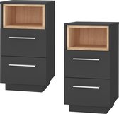 Vicco Table de Chevet Beatrice, Anthracite/Anthracite, 36 x 68 cm, Set de 2