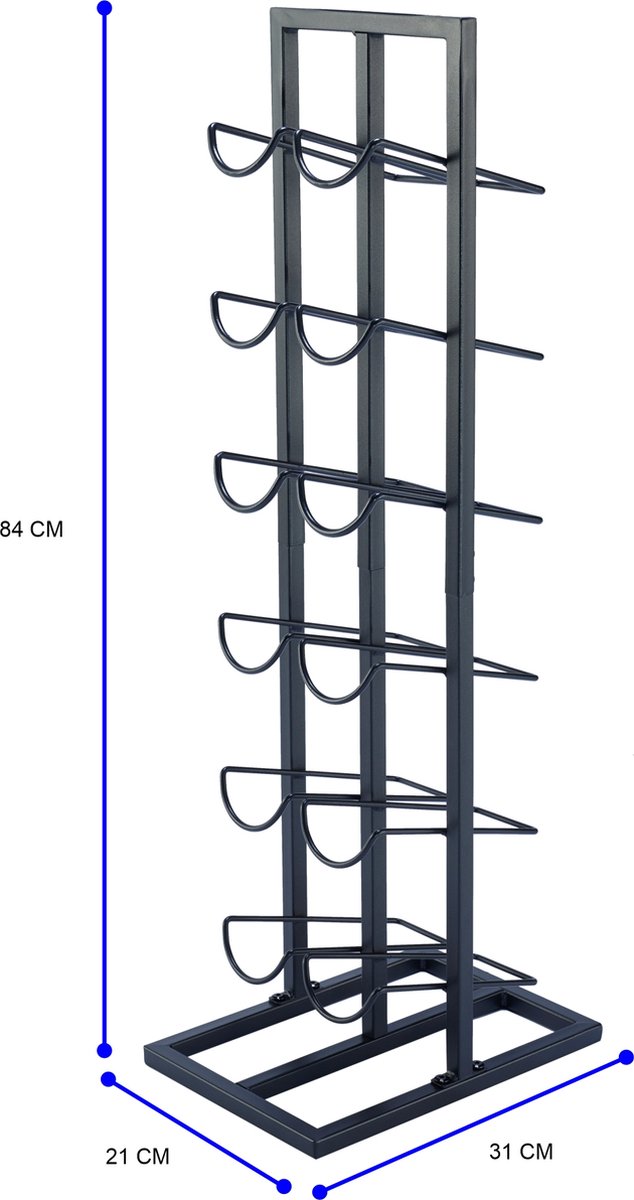 Lendo Online Wijnrek voor 12 flessen 31x21x84cm (LxBxH) Wijnkast - Wijnfleshouder - Wijnopslag met kurkentrekker Zwart Poedercoating Metaal Staal Flessenrek Industriële stijl – foto 4