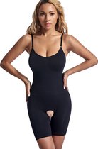 Corrigerende Body met pijpjes dames - Zwart - Maat L - Naadloos - Open kruis - Corrigerende bodysuit dames - Onzichtbare body - Bodysuit zonder beugel - Corrigerend ondergoed buik dames - Shapewear