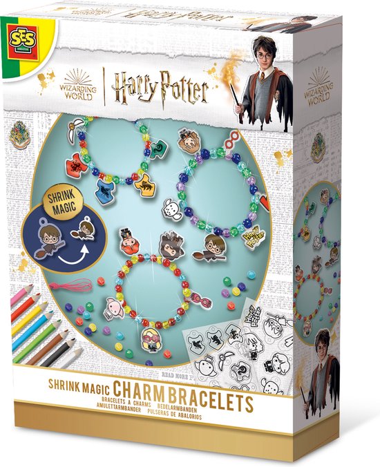 SES Creative - Harry Potter - Magische armbanden set - Maak je eigen sieraden - armbandjes maken - kralenmix, krimpfolie en potloden
