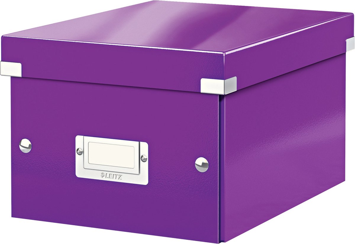 Leitz WOW Click & Store Kleine Opbergdoos - 84% Gerecycled Karton - 22 x 28.2 cm (BxHxD) - voor A5 Formaten - Paars