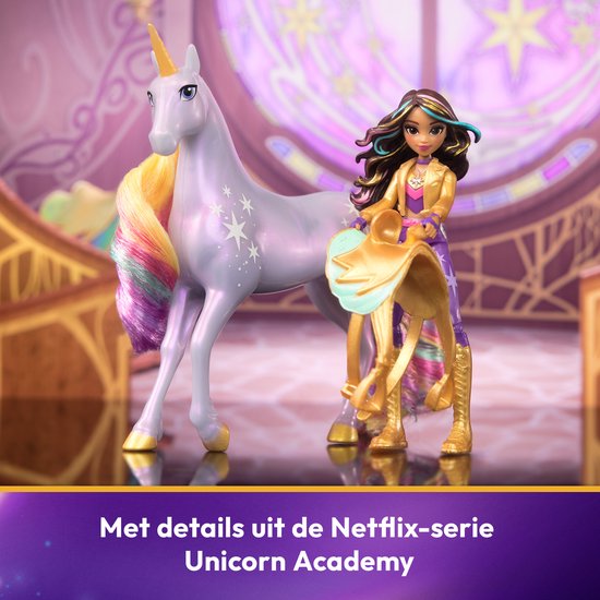 Unicorn Academy - Pop Sophia & Eenhoorn Wildstar - met 2 rijaccessoires en borstel - Speelfigurenset van Mattel — afbeelding 4