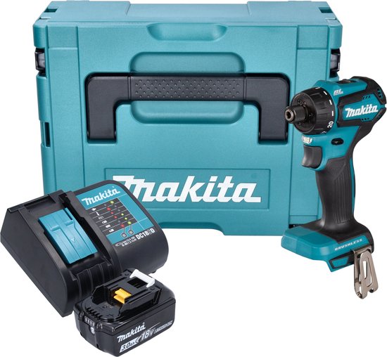 Makita DDF 083 SF1J Accuboormachine 18 V 40 Nm 1/4'' borstelloos + 1x oplaadbare accu 3.0 Ah + lader + Makpac