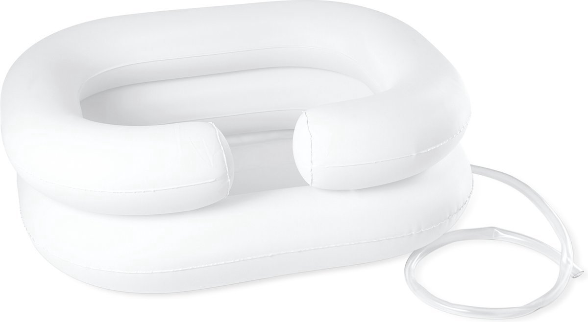 Opblaasbare Wasbak - Wasbak voor bed - Opblaasbare Haarwasbak - Wit - Mobiele wastafel - (incl. afvoerslang) Wasbak voor thuis - 1 stuk - Opvouwbare wastafel - Opvouwbare haar wasbak - Thuis haar wassen - Mobiele wasbak