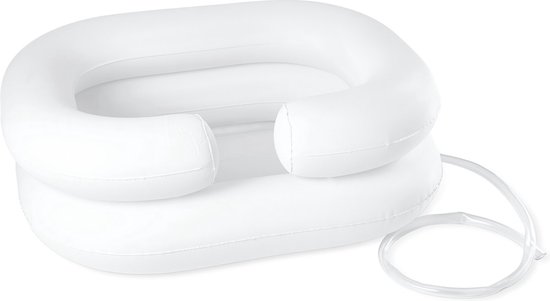 Foto: Opblaasbare wasbak wasbak voor bed opblaasbare haarwasbak wit mobiele wastafel incl afvoerslang wasbak voor thuis 1 stuk opvouwbare wastafel opvouwbare haar wasbak thuis haar wassen mobiele wasbak
