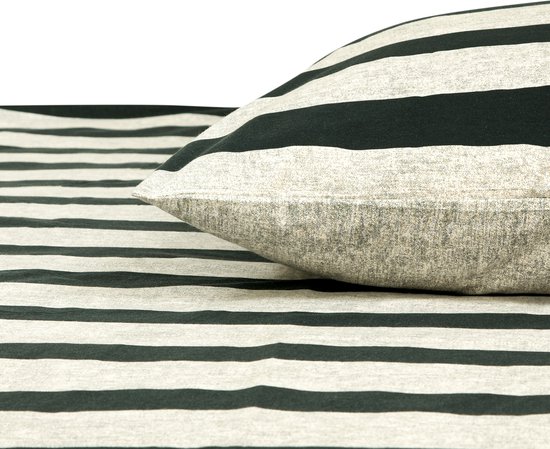 DoubleDry Housse de Couette My Design 140x200 cm 1 Personne - 100% coton doux - rayure noir gris