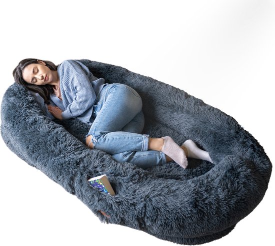 FURTIME Hondenbed, middelgrote honden, hondenmand, wasbaar, wollig, antislip hondenmand, anti-angst, hondenbedden voor middelgrote honden en katten, 76 x 61 x 23 cm