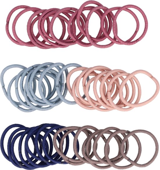 Élastiques à cheveux fins Klein 50 pièces 2 cm Bandes de caoutchouc à Cheveux brun Blauw rose naturel