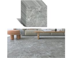 Tapijttegels PVC zelfklevend vloer - marmer grijs - badkamer keuken garage - waterdicht - 15 mm - 30 x 30 cm - 12 stuks Tapijttegels