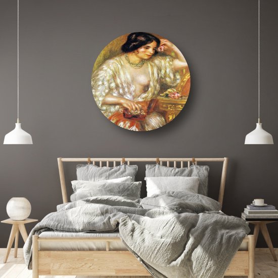 Gabrielle avec bijoux - Cercles muraux Pierre-Auguste Renoir - Tableau Femme - Cercles muraux Portrait - Décoration salon industriel - Tableau rond - Décoration salon cercle mural forex 100x100 cm