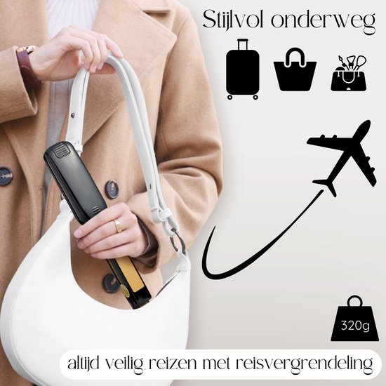 Stylé en déplacement : Le fer à lisser Sansbeauté de 320g rentre dans un sac à main. Voyagez en toute sécurité avec le verrouillage de transport.
