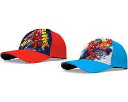 Marvel Spider-Man Polyester Petten - Set van 2 Stuks - Blauw en Rood - Spiderman