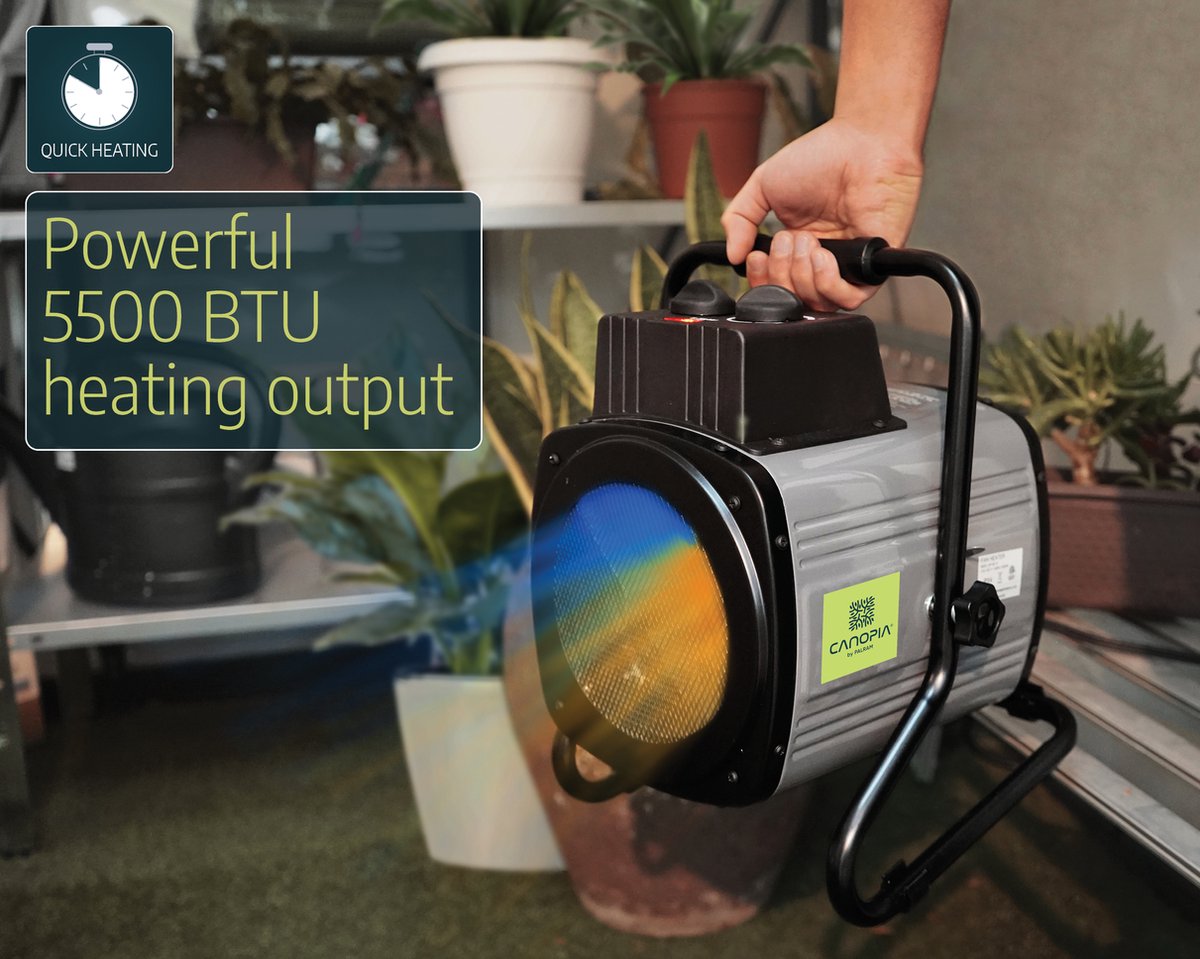 Canopia 2400-W Draagbare Spatbestendige Ventilator Verwarming Met Digitale Thermostaat voor Tuinkas