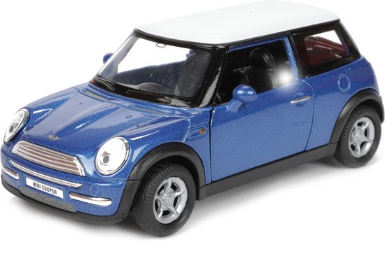 Welly Speelgoed Mini Cooper auto - blauw - die-cast metaal - 11 cm - modelauto