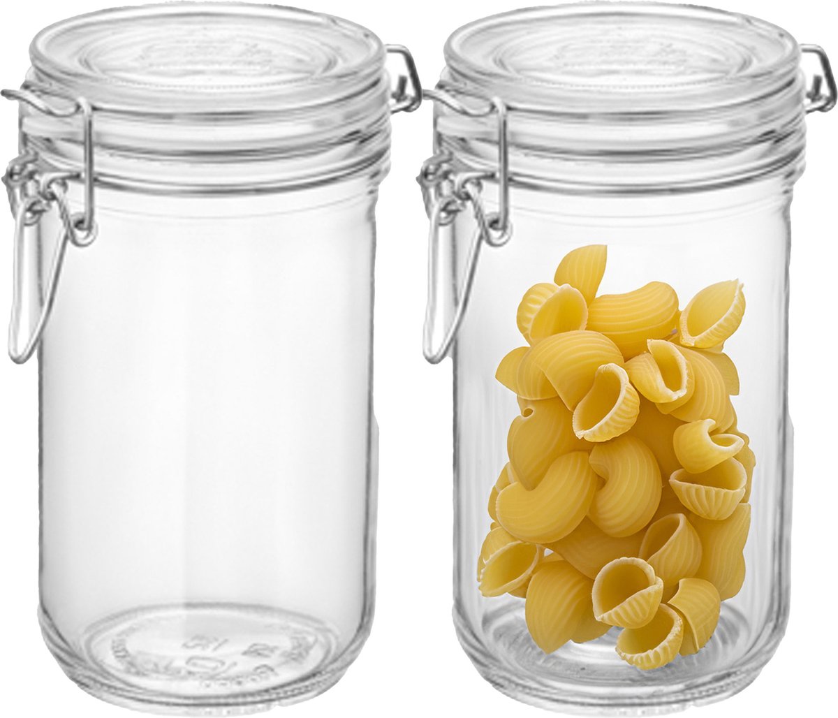 Bormiolo Rocco Set van 2 weckpotten - glas - transparant - 0,75 L