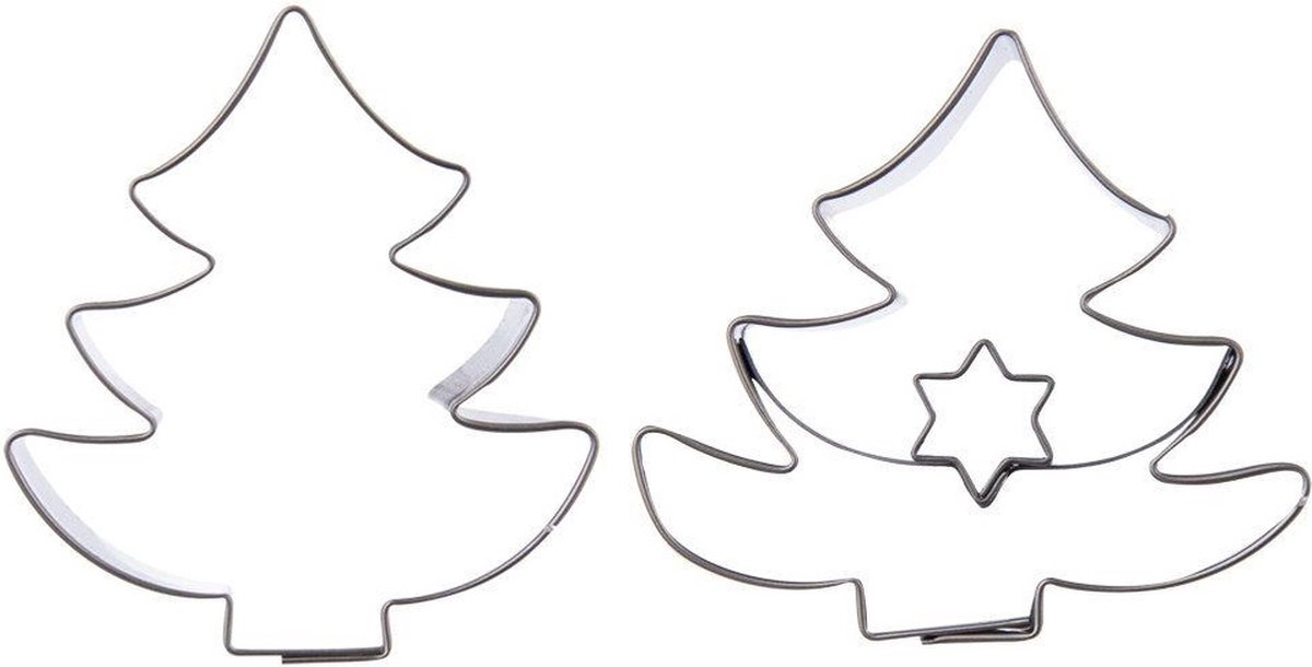 Koekjessnijder Edelstaal Kerstboom 4,5 cm 2 stuks - Vormen - Uitsteekvorm - Cookie - Cutter - Uitsteekvormpjes - Koekjes - Bakken