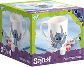 Disney Lilo et Stitch - Tasse à colorier Totum - tasse en céramique avec 6 couleurs de peinture et de pinceau - astuce cadeau pour fabriquer des speelgoed créatifs