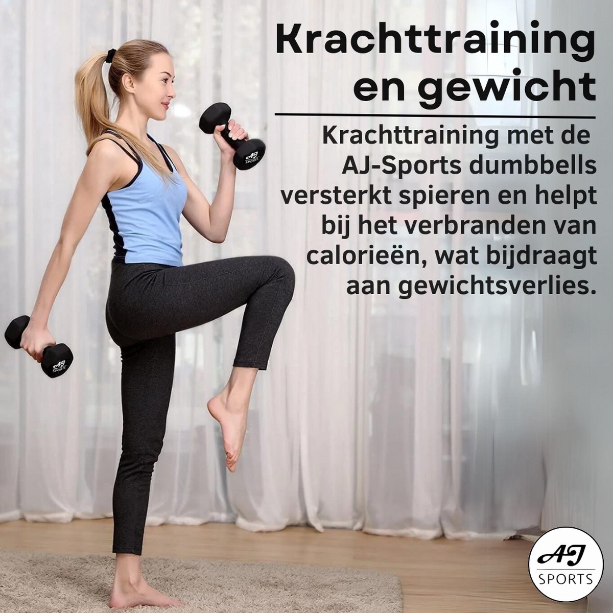 AJ-Sports Dumbells 4 kg - 2 x 4 kg dumbell - Gewichten - Dumbells set - Gewichten set - Halterset - Fitness gewichten - Krachttraining - Fitness – foto 5