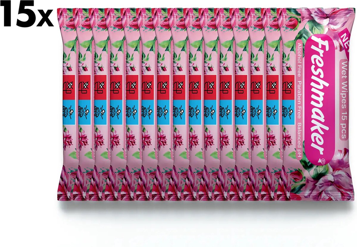 Goedkoopste Freshmaker Rose Natte Zakdoekjes Voordeelbundel - 15x15 Stuks | Compact & Verfrissend