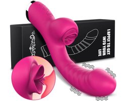 Roze Dubbele Penetratie Vibrator - Luchtdruk Vibrator - Clitoris & G Spot stimulator - Krachtig - Vibrators - Vibrators voor vrouwen - Sex toys - Vibrator-Discreet Bezorgde -Licking Sucking - sex speeltjes vrouw