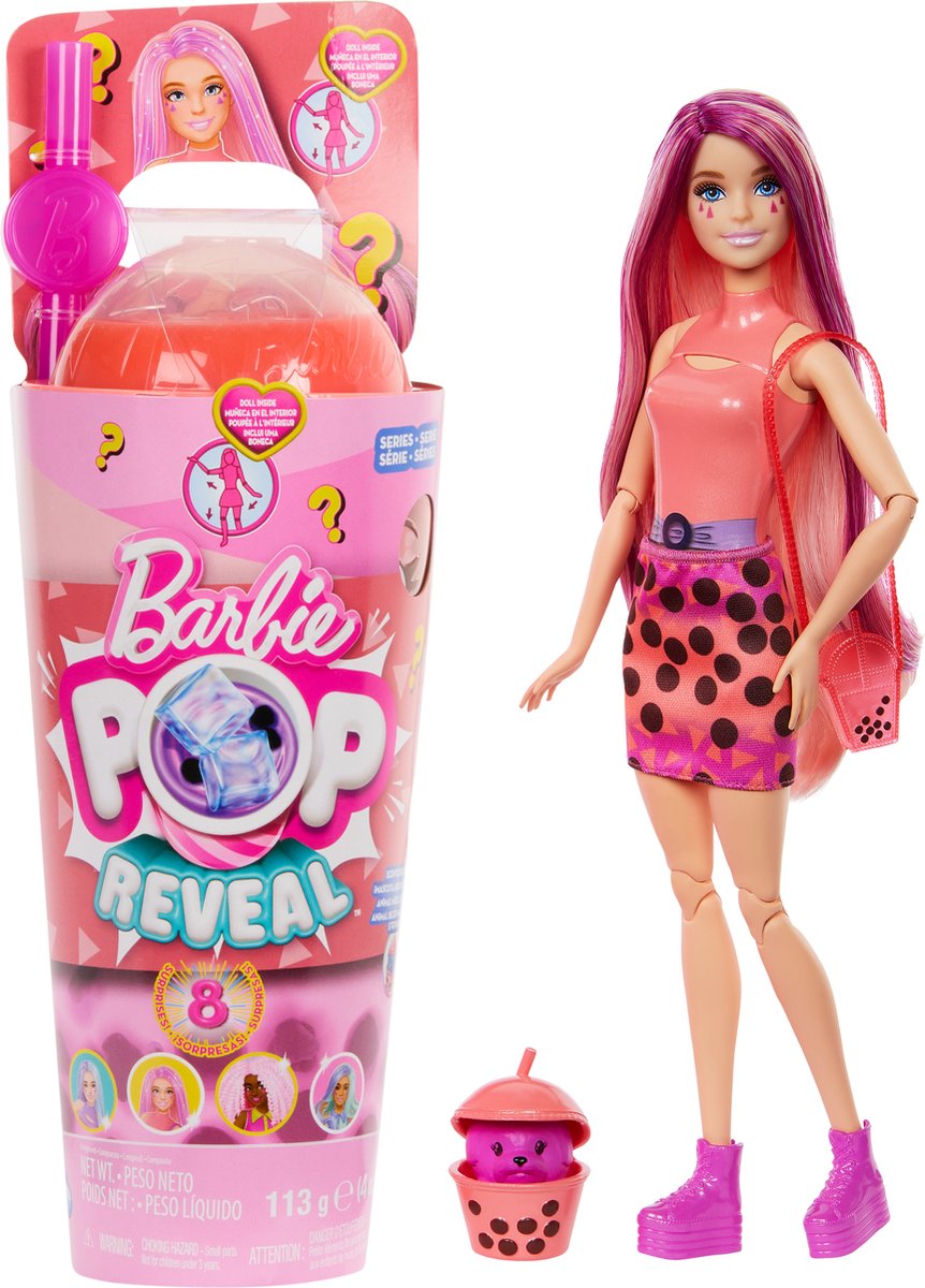 Barbie Pop Reveal Boba Serie Zacht Roze